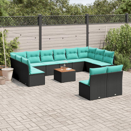 sofasæt til haven 13 dele med hynder polyrattan sort