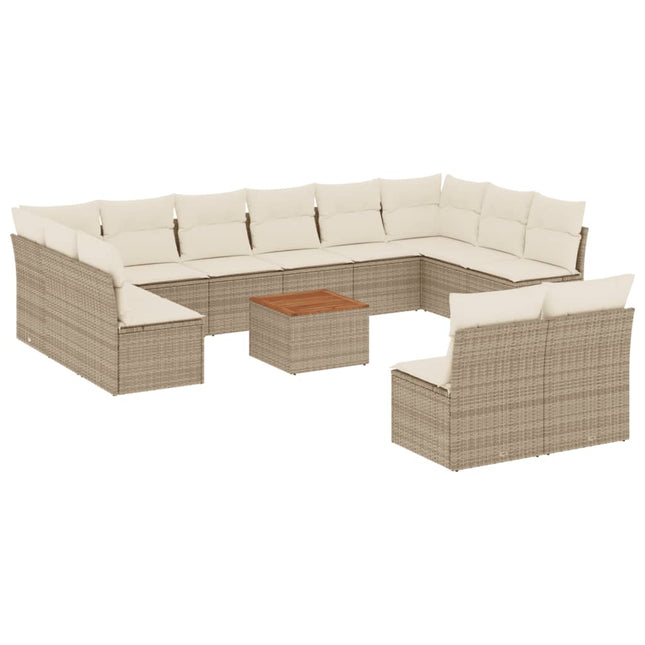 sofasæt til haven 13 dele med hynder polyrattan beige