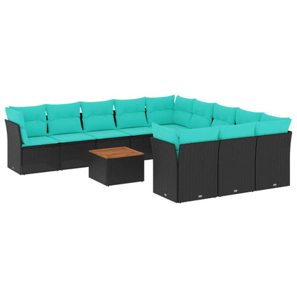 sofasæt til haven 12 dele med hynder polyrattan sort