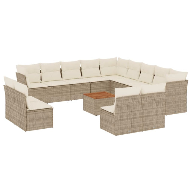 sofasæt til haven 14 dele med hynder polyrattan beige