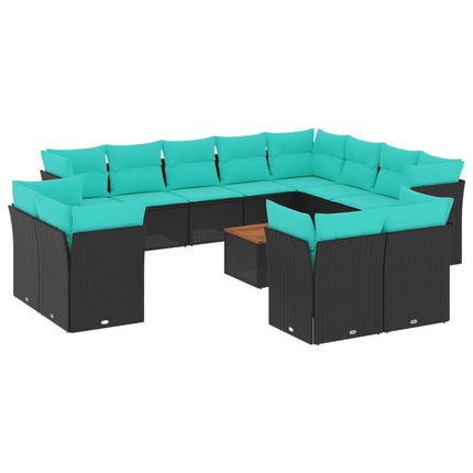 sofasæt til haven 13 dele med hynder polyrattan sort