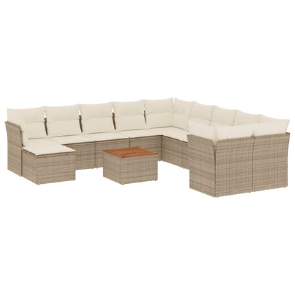 sofasæt til haven 12 dele med hynder polyrattan beige