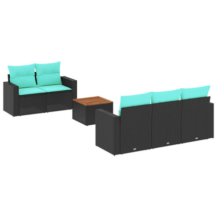 sofasæt til haven 6 dele med hynder polyrattan sort