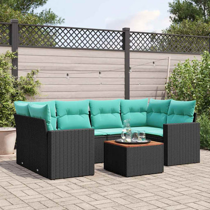 sofasæt til haven 7 dele med hynder polyrattan sort