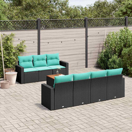sofasæt til haven 8 dele med hynder polyrattan sort