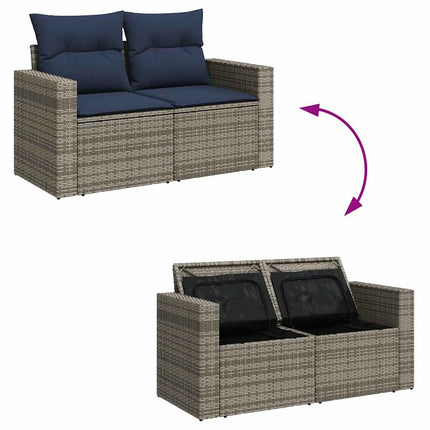 sofasæt til haven 9 dele med hynder polyrattan grå
