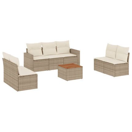 sofasæt til haven 8 dele med hynder polyrattan beige