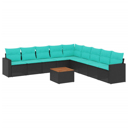 sofasæt til haven 10 dele med hynder polyrattan sort