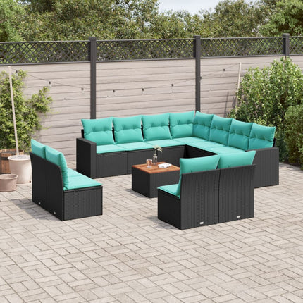 sofasæt til haven 12 dele med hynder polyrattan sort