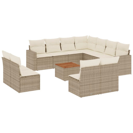sofasæt til haven 12 dele med hynder polyrattan beige