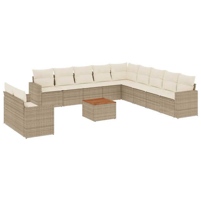 sofasæt til haven 12 dele med hynder polyrattan beige