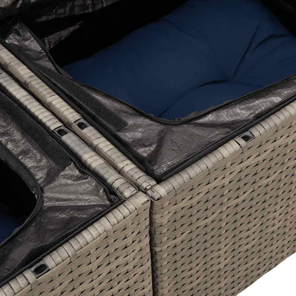 havesofasæt med 7 dele og hynder grå polyrattan