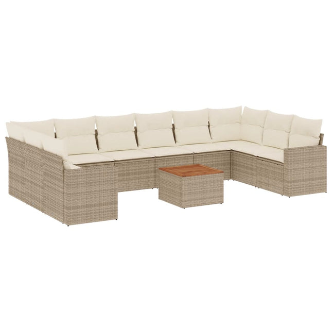 sofasæt til haven 11 dele med hynder polyrattan beige
