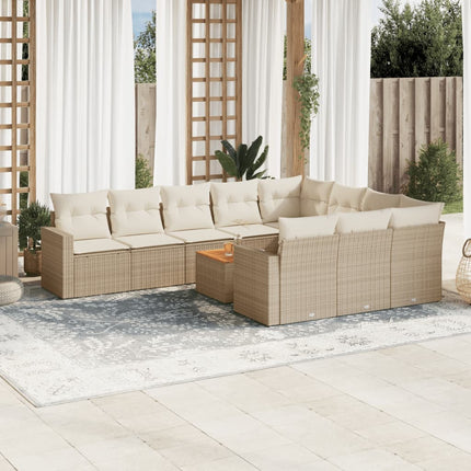 sofasæt til haven 11 dele med hynder polyrattan beige