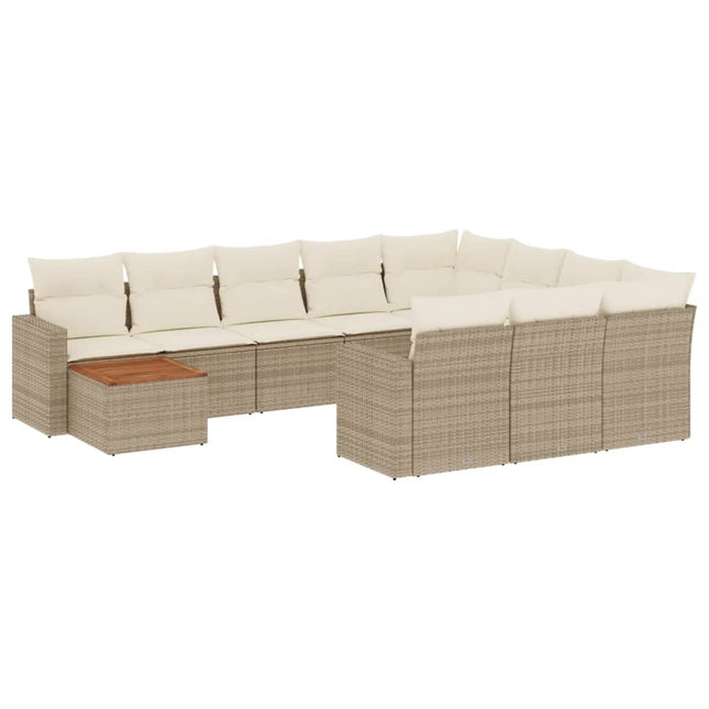 sofasæt til haven 11 dele med hynder polyrattan beige
