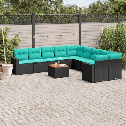 sofasæt til haven 11 dele med hynder polyrattan sort