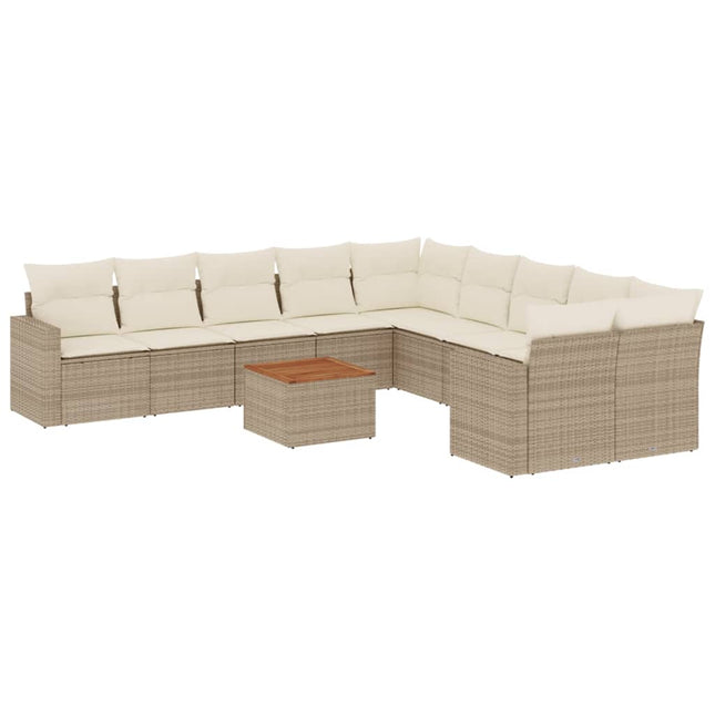 sofasæt til haven 11 dele med hynder polyrattan beige