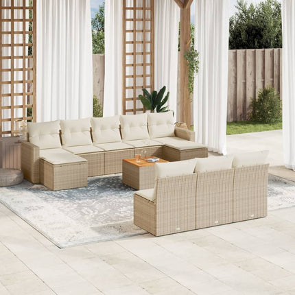 sofasæt til haven 11 dele med hynder polyrattan beige