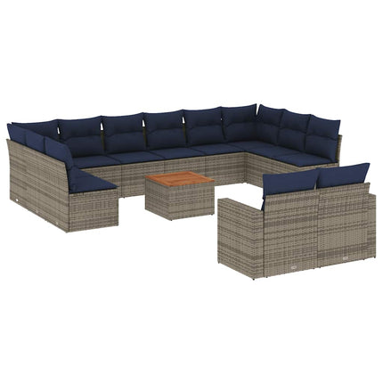 sofasæt til haven 13 dele med hynder polyrattan grå