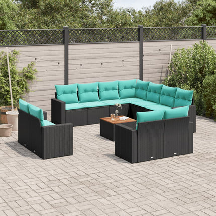 sofasæt til haven 12 dele med hynder polyrattan sort