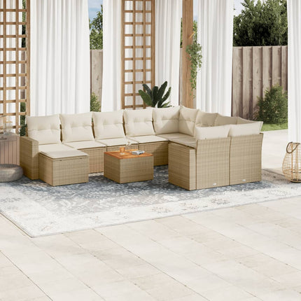 sofasæt til haven 11 dele med hynder polyrattan beige
