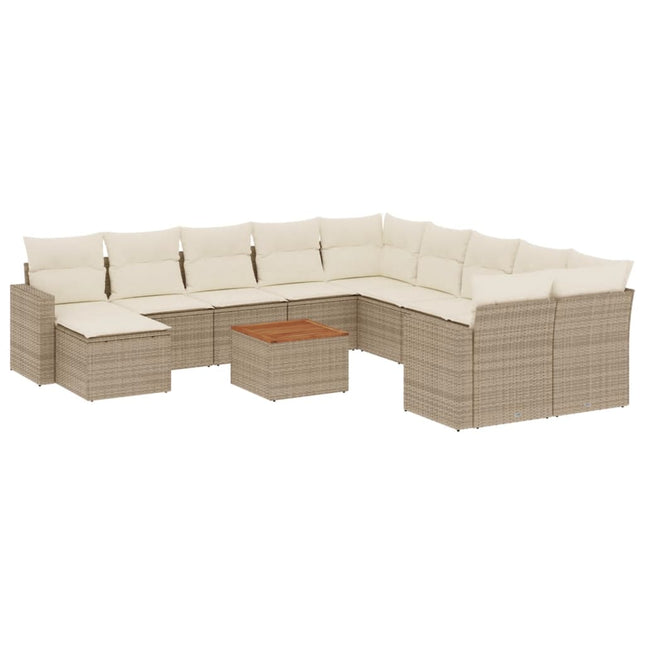 sofasæt til haven 12 dele med hynder polyrattan beige