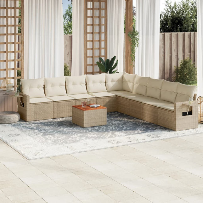 sofasæt til haven 10 dele med hynder polyrattan beige
