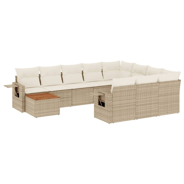 sofasæt til haven 11 dele med hynder polyrattan beige