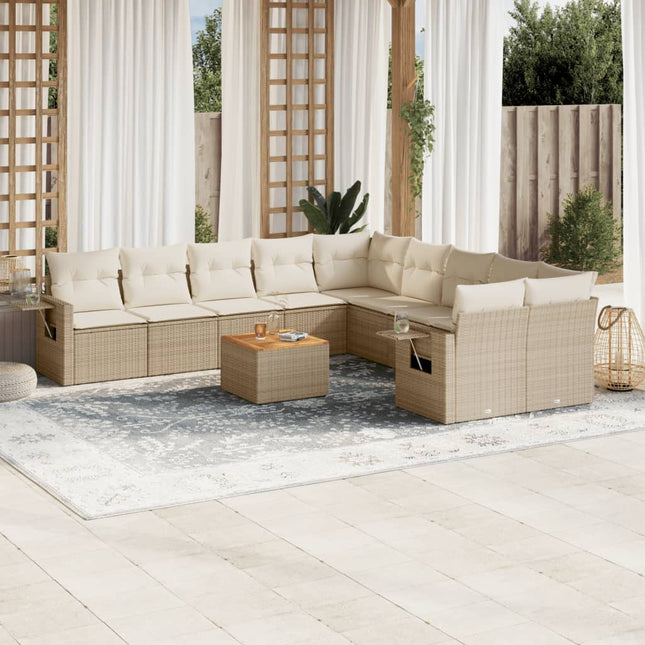 sofasæt til haven 11 dele med hynder polyrattan beige