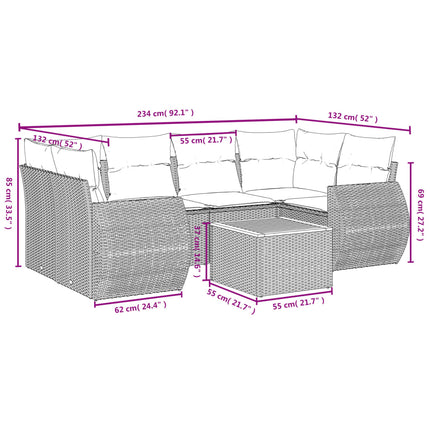 sofasæt til haven 7 dele med hynder polyrattan beige