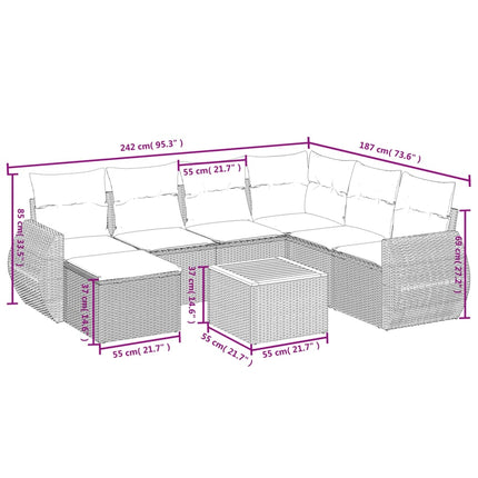 sofasæt til haven 8 dele med hynder polyrattan beige