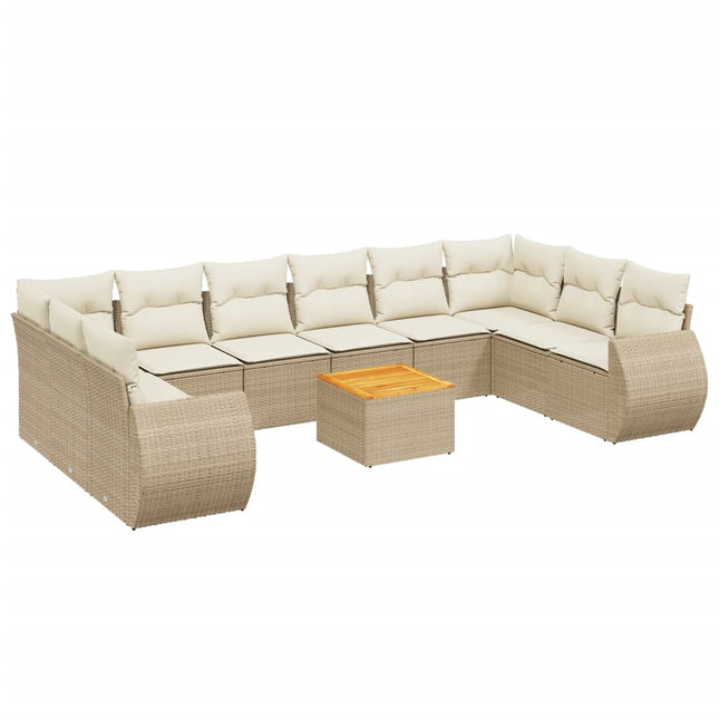sofasæt til haven 11 dele med hynder polyrattan beige