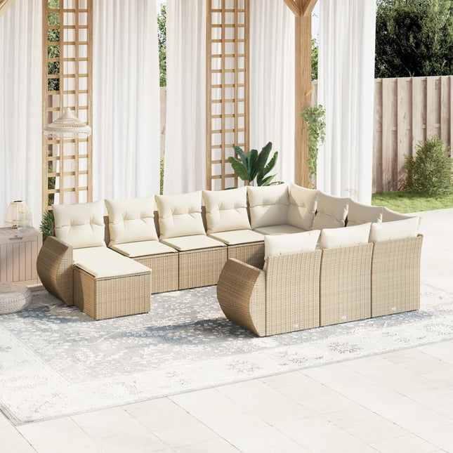 sofasæt til haven 11 dele med hynder polyrattan beige