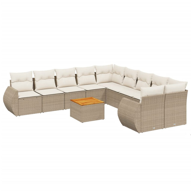 sofasæt til haven 11 dele med hynder polyrattan beige