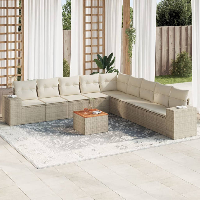 sofasæt til haven 10 dele med hynder polyrattan beige