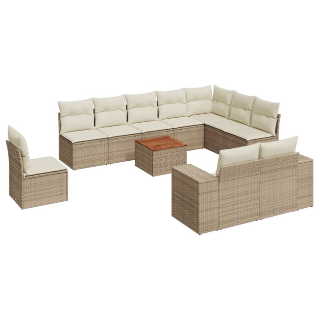 sofasæt til haven 11 dele med hynder polyrattan beige