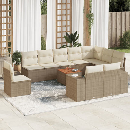 sofasæt til haven 11 dele med hynder polyrattan beige