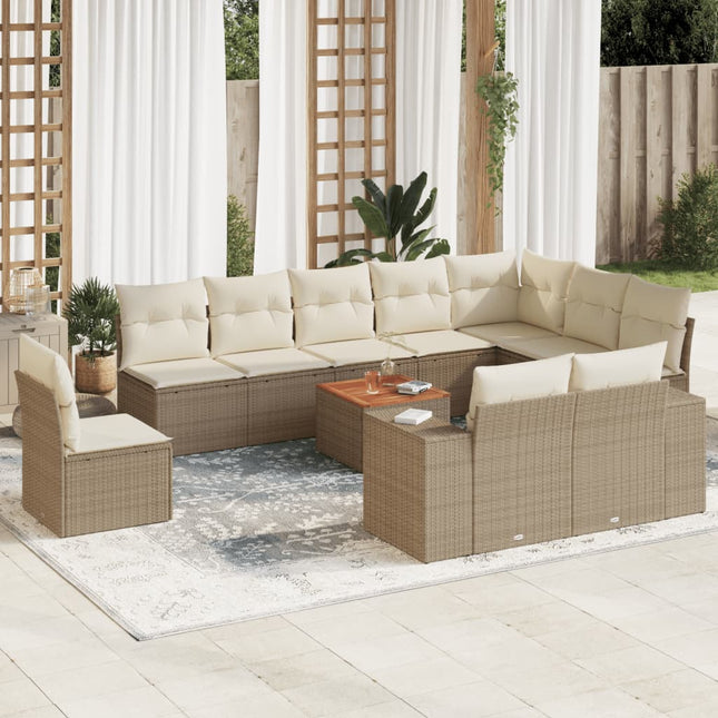 sofasæt til haven 11 dele med hynder polyrattan beige
