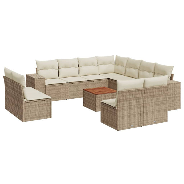 sofasæt til haven 12 dele med hynder polyrattan beige