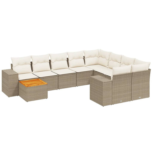 sofasæt til haven 11 dele med hynder polyrattan beige
