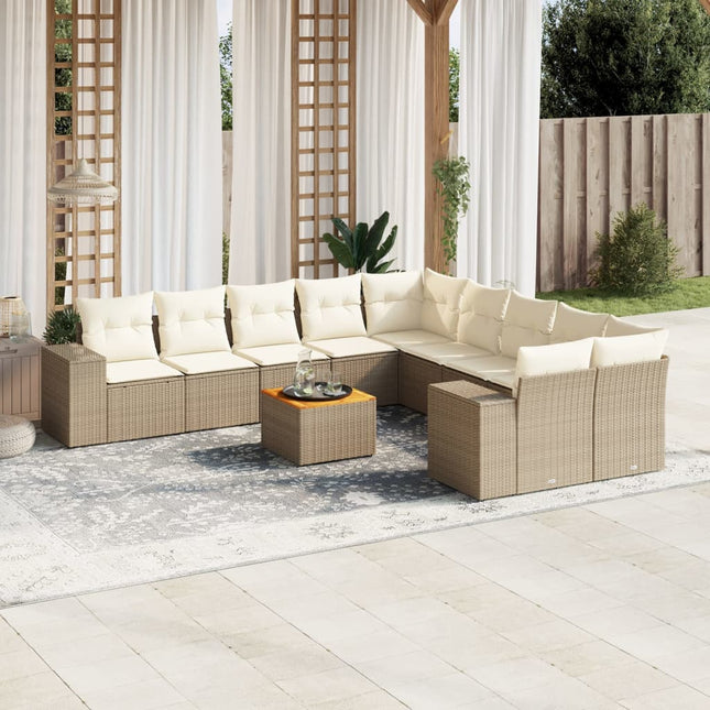 sofasæt til haven 11 dele med hynder polyrattan beige