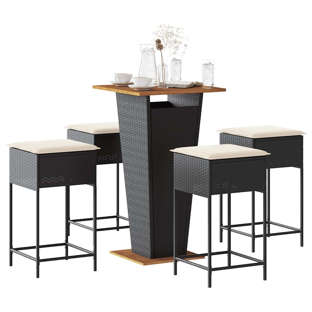 barst til haven 5 dele med hynder polyrattan sort