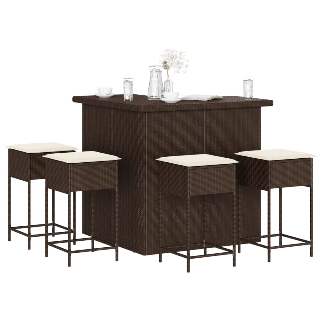 barst til haven 5 dele med hynder polyrattan brun