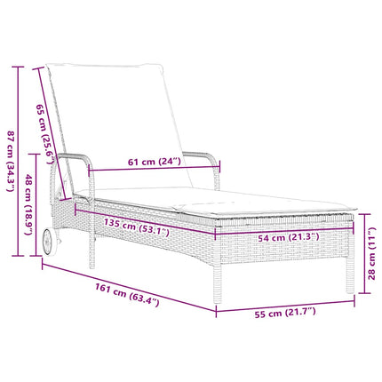 liggestole 2 stk. med hynder polyrattan sort