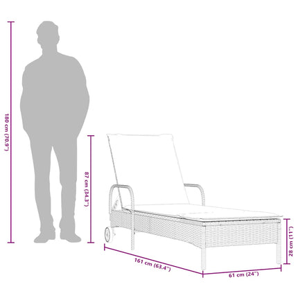 liggestole 2 stk. med hynder polyrattan sort