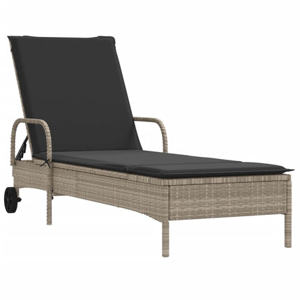 liggestole 2 stk. med hynder polyrattan lysegrå