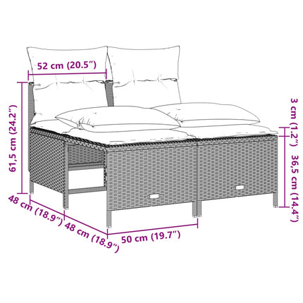 sofasæt 5 dele med hynder polyrattan lysegrå