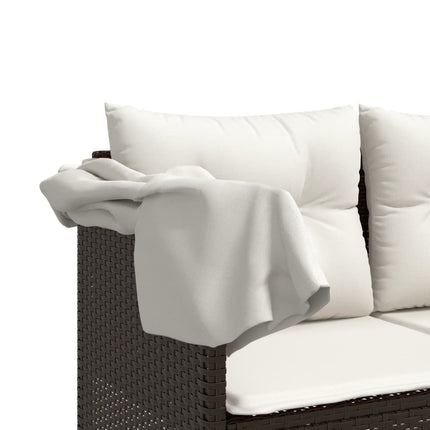 sofasæt til haven 5 dele med hynder polyrattan brun