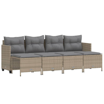 sofasæt til haven 5 dele med hynder polyrattan beige