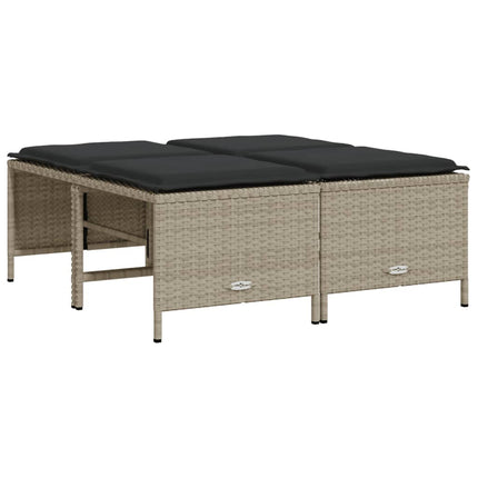 sofasæt 5 dele med hynder polyrattan lysegrå